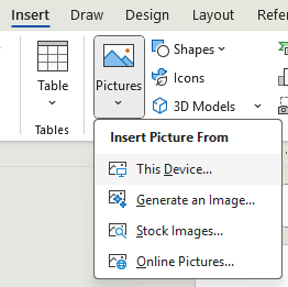 Insert pictures on ribbon in Word